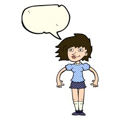 cartoon happy woman with speech bubble N108