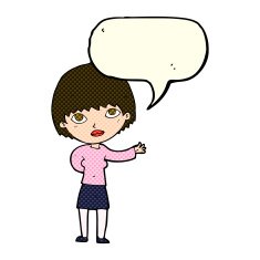 cartoon woman explaining with speech bubble N21