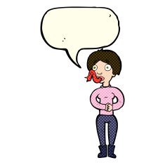 cartoon woman with snake tongue speech bubble N7