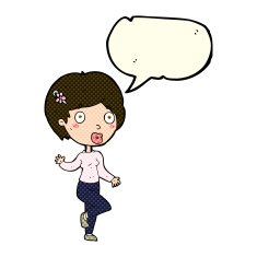 cartoon surprised woman with speech bubble N101