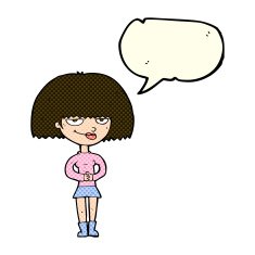cartoon sly woman with speech bubble N5