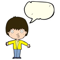 cartoon amazed boy with speech bubble N7