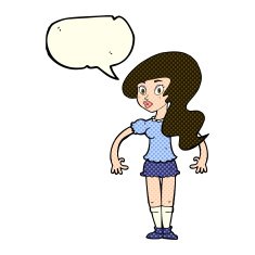 cartoon pretty woman with speech bubble N116
