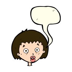 cartoon shocked woman with speech bubble N44