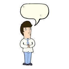 cartoon nervous man with speech bubble N58