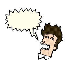 cartoon frightened man with speech bubble N33