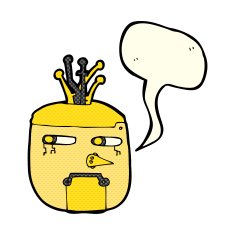 cartoon robot head with speech bubble N25