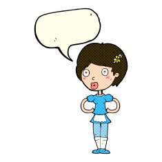 cartoon woman in french maid outfit with speech bubble N4