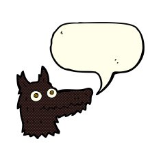 cartoon wolf head with speech bubble N13