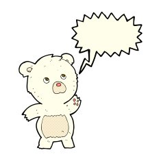 cartoon curious polar bear with speech bubble N3