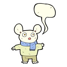 cartoon mouse in clothes with speech bubble N5