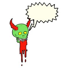 cartoon spooky halloween skull with speech bubble N5
