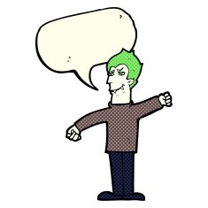cartoon vampire man with speech bubble N50