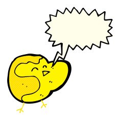 cartoon bird with speech bubble N131