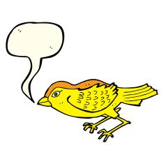 cartoon garden bird with speech bubble N18