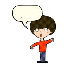 cartoon shocked boy with speech bubble N13