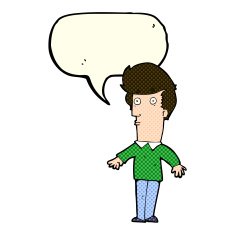 cartoon startled man with speech bubble N21