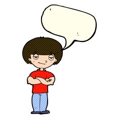 cartoon smug looking man with speech bubble N5