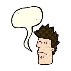 cartoon man feeling sick with speech bubble N5