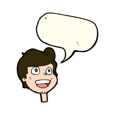 cartoon happy face with speech bubble N21