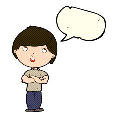 cartoon happy man with folded arm speech bubble N4