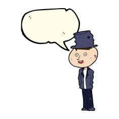 cartoon funny hobo man with speech bubble N5