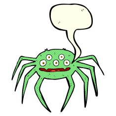 cartoon halloween spider with speech bubble N5