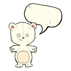 cartoon happy polar bear with speech bubble N5