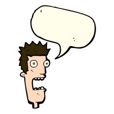 cartoon shocked man's face with speech bubble N4