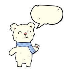 cartoon cute polar bear cub with speech bubble N17