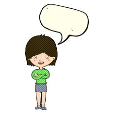 cartoon happy woman with speech bubble N109