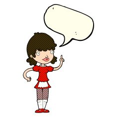 cartoon maid with speech bubble N17