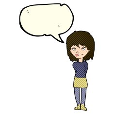 cartoon happy woman with speech bubble N110