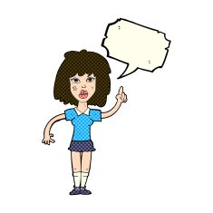 cartoon tough woman with idea speech bubble N5