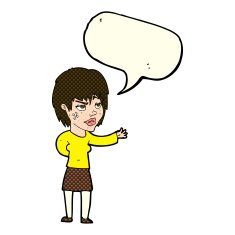 cartoon woman with sticking plaster on face speech bubble N5