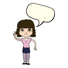 cartoon woman with idea speech bubble N102