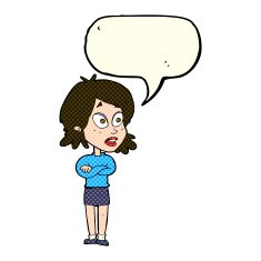 cartoon surprised woman with speech bubble N106