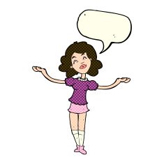 cartoon woman taking praise with speech bubble N5