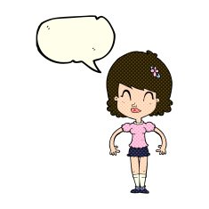 cartoon happy pretty woman with speech bubble N5