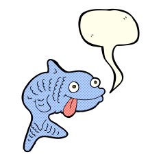 cartoon fish with speech bubble N36