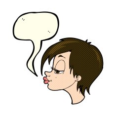 cartoon pretty woman with speech bubble N119