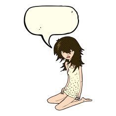 cartoon pretty girl with speech bubble N43