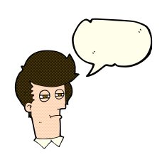 cartoon man with narrowed eyes speech bubble N5