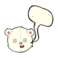 cartoon polar teddy bear head with speech bubble N3