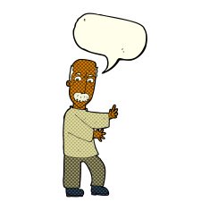cartoon angry old man with speech bubble N59