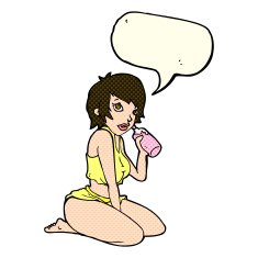 cartoon sexy gym girl with speech bubble N5