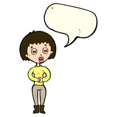 cartoon tired woman with speech bubble N13