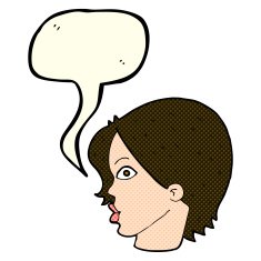 cartoon staring woman with speech bubble N21