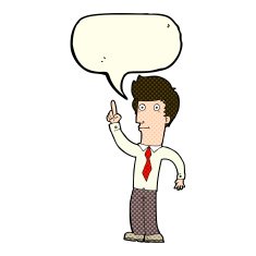 cartoon friendly man with idea speech bubble N5