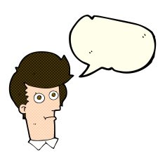 cartoon staring face with speech bubble N5